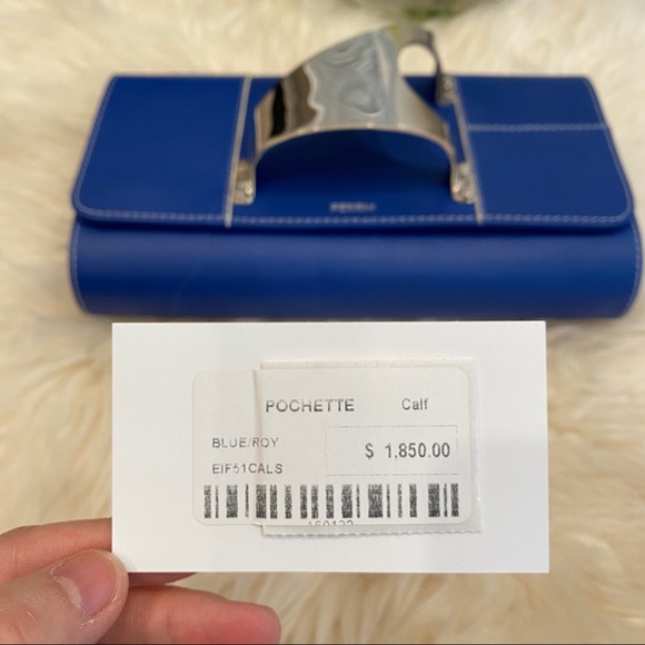 PERRIN Paris L'Asymétrique clutch blue $1850 - Picture 11 of 12